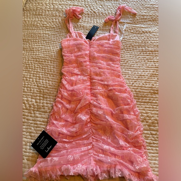 lulus - Floral Lace Ruched Bodycon Dress - Picture 3 of 6